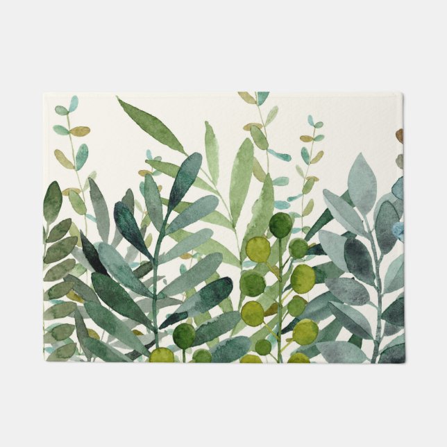 Paillasson Jardin-Aquarelle Feuilles botaniques   (Devant)