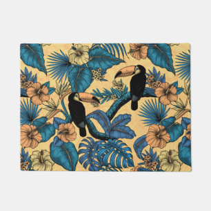 Paillasson Jardin toucan en jaune et bleu