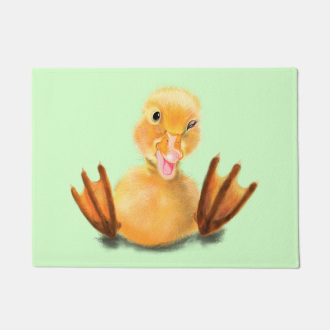 Paillasson Jaune Duckling Jouer Wink Doormat Joyeux Sourire (Devant)
