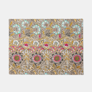 Paillasson Jaune vintage rose Corncockle de William Morris