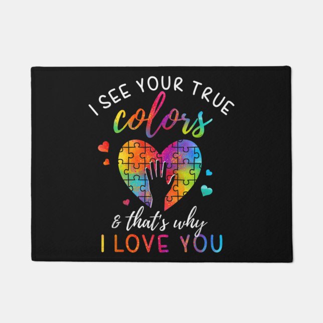 Paillasson Je Vois Vos Vrais Couleurs, Puzzle L'Autisme Mondi (Devant)