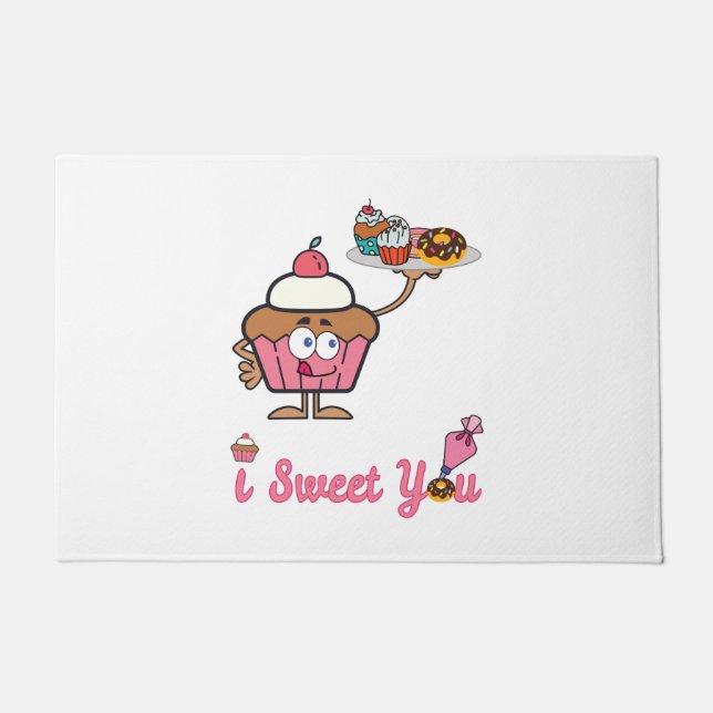 Paillasson Je vous sucrée avec un Cupcake (Devant)