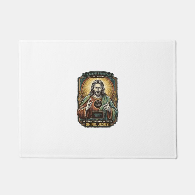 Paillasson Jésus Fond Écran Noir Couverture Webcam Virtuelle  (Devant)
