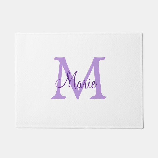 Paillasson jeté simple minimal ajouter nom monogramme rose ro (Devant)