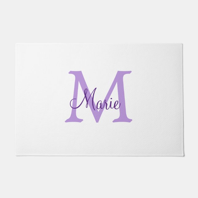 Paillasson jeté simple minimal ajouter nom monogramme rose ro (Devant)