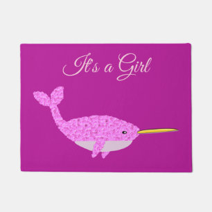 Paillasson Joli bébé rose fille Narwhal Personnalisé Genre Ré