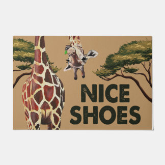 Paillasson Joli Chaussures Mat, Drôle Giraffe Dit Bienvenue
