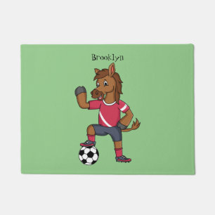 Paillasson Joli cheval drôle jouant dessin de football