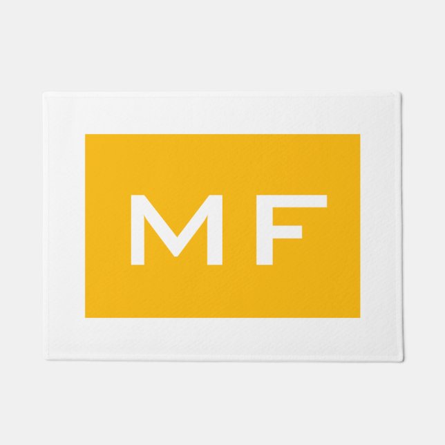 Paillasson Joli Monogramme Jaune Blanc Votre Nom (Devant)