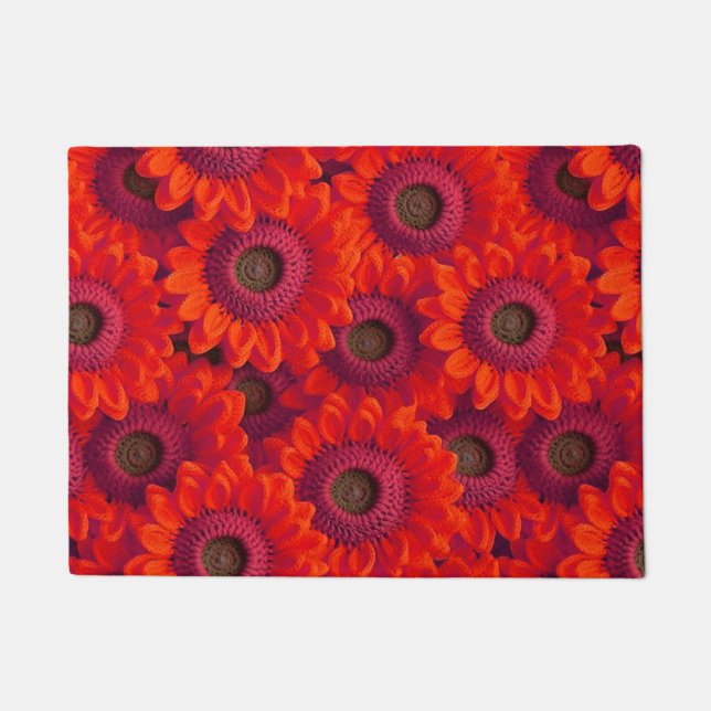 Paillasson Joli motif de fleurs rouges (Devant)