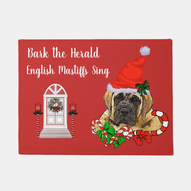 Paillasson Joli Noël Mastiff Puppy en anglais (Devant)