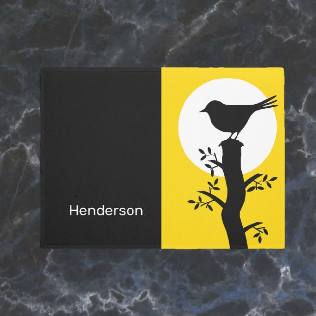 Paillasson Joli oiseau jaune Silouhette Zen Vibe (Créateur téléchargé)