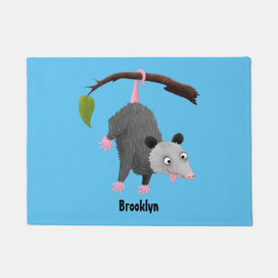 Paillasson Joli opossum accroché à la branche dessin animé