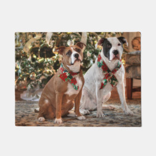 Paillasson Joli Secourt de Noël Pitbull et America Bull Dog