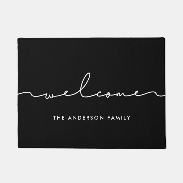 Paillasson Jolie calligraphie moderne Bienvenue (Devant)