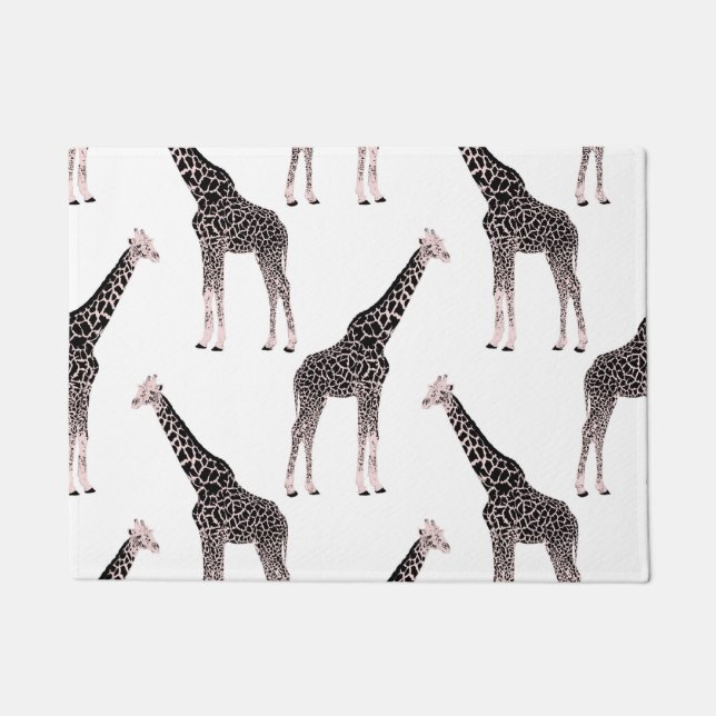 Paillasson Jolie Giraffe noire blanche rose (Devant)