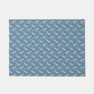 Paillasson Jouer Alligator Vert Paisley sur Bleu