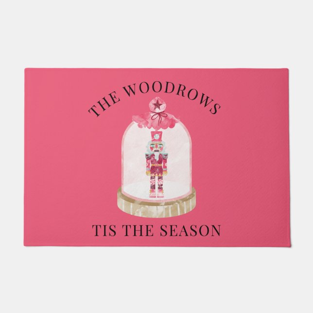 Paillasson Jouet de Noël Soldier Aquarelle Nom de famille (Devant)