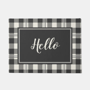 Paillasson Joueur Bonjour Buffalo Plaid Doormat Design