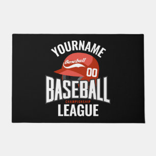 Paillasson Joueur de baseball personnalisé NOM Équipe Champ C