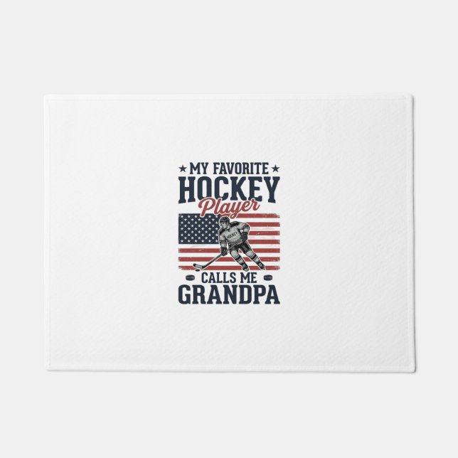 Paillasson Joueur de hockey préféré m'appelle grand-père vint (Devant)