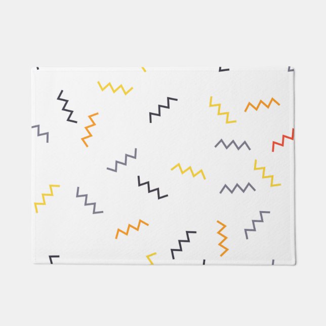 Paillasson Joueuse, colorée, tendance, moderne zigzags memphi (Devant)