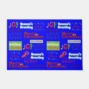 Paillasson Joy Peace Christmas Blue Matt Doormat