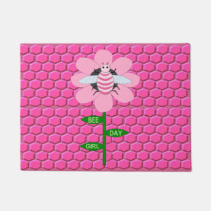 Paillasson Joyeuse Bee Day Girl rose Anniversaire Bumblebee