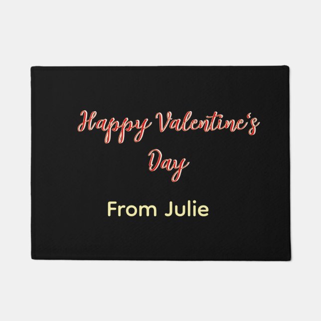 Paillasson Joyeuse Saint-Valentin rouge noir de nom stylé  (Devant)