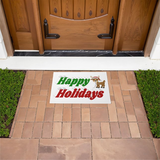 Paillasson Joyeuses fêtes Reindeer typographie de Noël (De plein air)