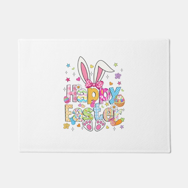Paillasson Joyeuses Pâques 2026 Mignon Lapin Jour de Pâques F (Devant)