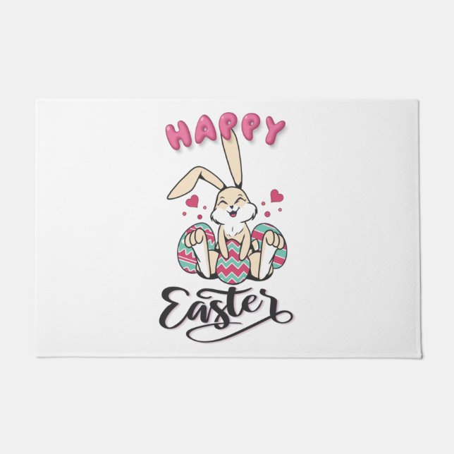 Paillasson Joyeuses Pâques du charmant Lapin de Pâques (Devant)