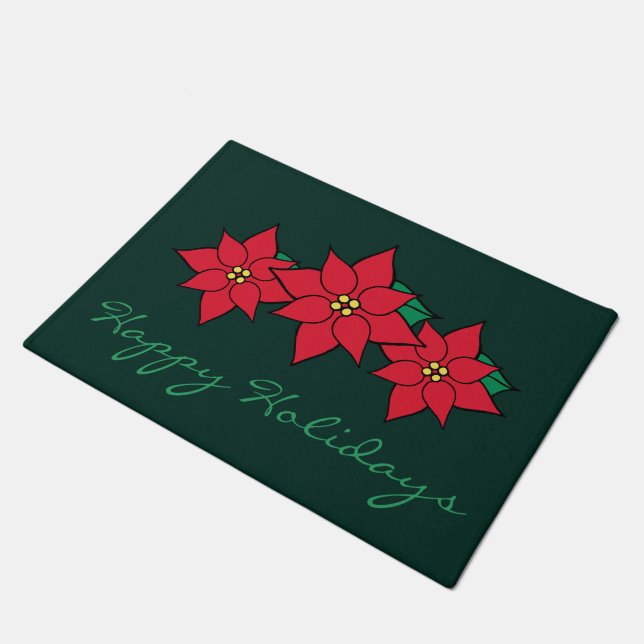 Paillasson Joyeuses vacances Poinsettia Doormat (Incliné)