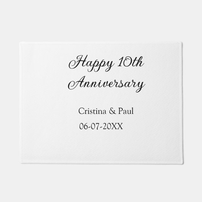 Paillasson Joyeux 10e anniversaire simple nom de mariage mini (Devant)