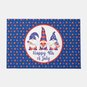 Paillasson Joyeux 4 juillet Gnomes Rouge Blanc Bleu
