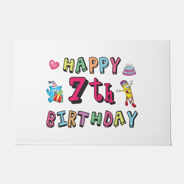 Paillasson Joyeux 7ème anniversaire. 7 ans. (Devant)