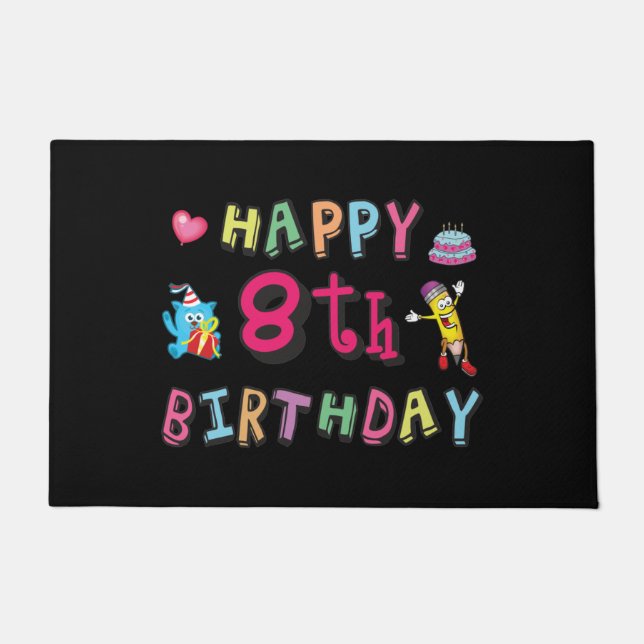 Paillasson Joyeux 8e anniversaire. 8 ans b-jour. (Devant)
