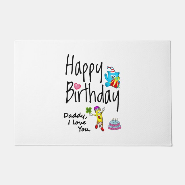 Paillasson Joyeux anniversaire. Papa, je t'aime. (Devant)