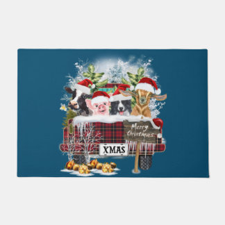 Paillasson Joyeux Buffalo Plaid Vaches Cochon Collie Chien