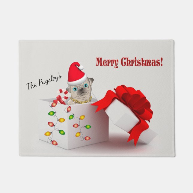 Paillasson Joyeux Carlin de Noël (Devant)