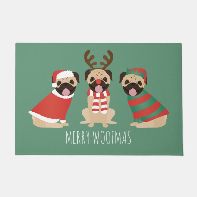 Paillasson Joyeux Chiens de Carlin Woofmas (Devant)
