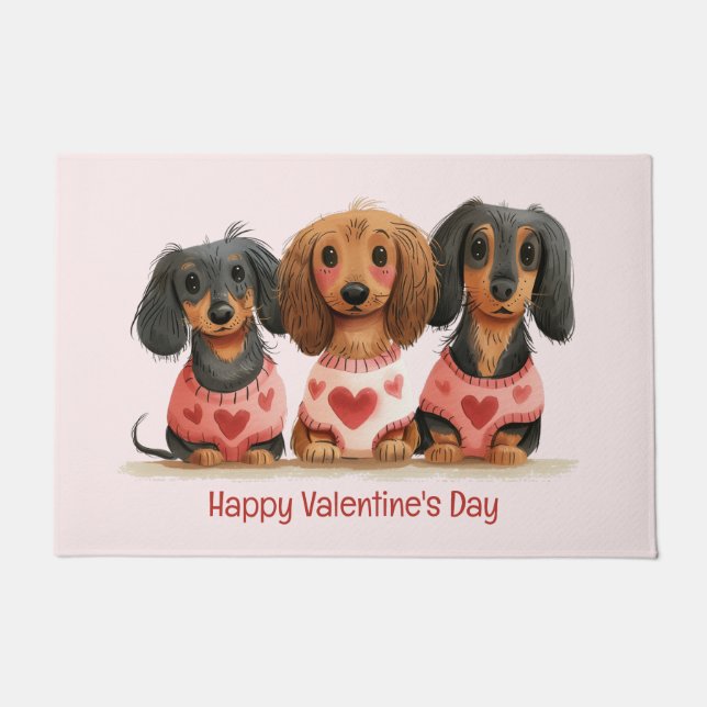 Paillasson Joyeux Chiens de la fête des Valentines (Devant)