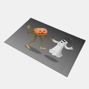 Paillasson Joyeux Citrouille d'Halloween et fantôme