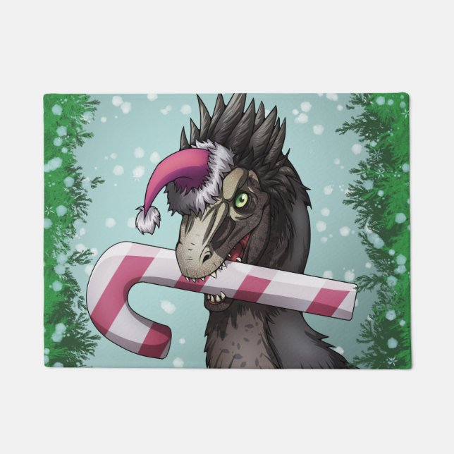 Paillasson Joyeux dinosaure de Noël (Devant)