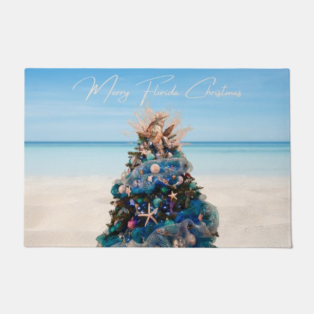 Paillasson Joyeux Floride Noël Tropical Beach Holiday Tree (Devant)