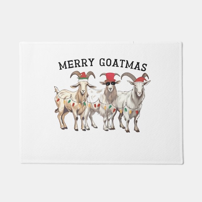 Paillasson Joyeux Goatmas Animal Chèvre Amour Joyeux Noël (Devant)