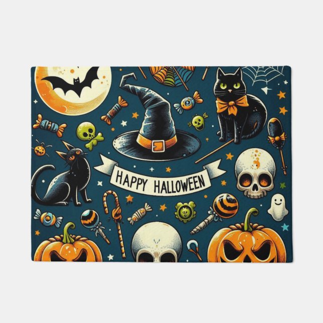 Paillasson Joyeux Halloween Amusant & Effrayant (Devant)