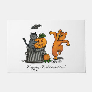Paillasson Joyeux Halloween ! Chien et araignée de chauve-sou