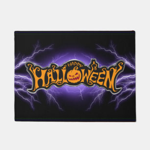 Paillasson Joyeux Halloween Citrouille aux Yeux Rubis Foudre