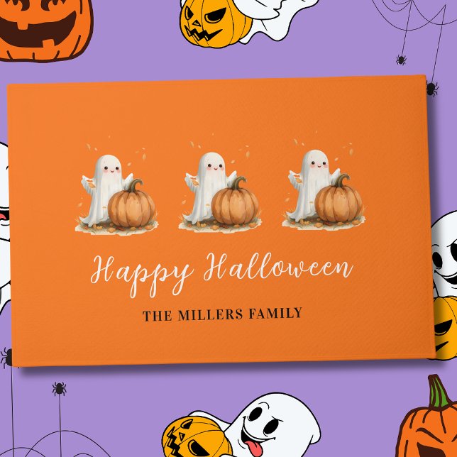 Paillasson Joyeux Halloween Fantôme Citrouille (Créateur téléchargé)